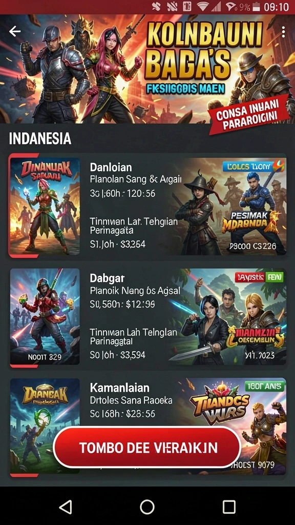 Beragam tema slot yang tersedia.