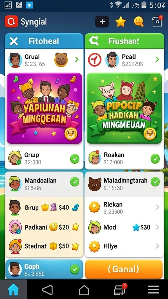Kompetisi seru dengan pemain lain secara online.