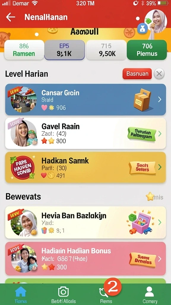 Screenshot level menantang yang penuh aksi.